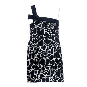 Harold's Y2K Giraffe Animal Print black and white one-shoulder dress Size 10